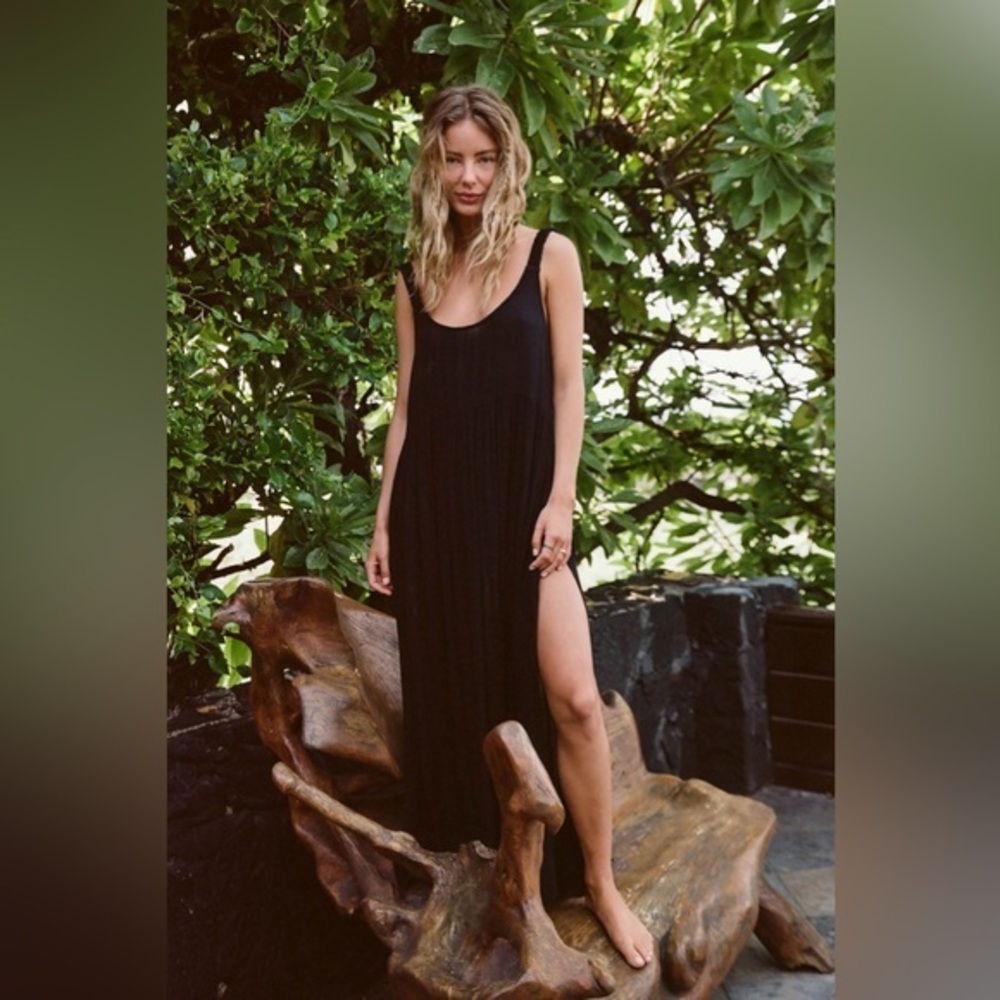 O’Neill Dreamer Maxi Cover Up Dress Black Small Ruched Strap Beach Dress